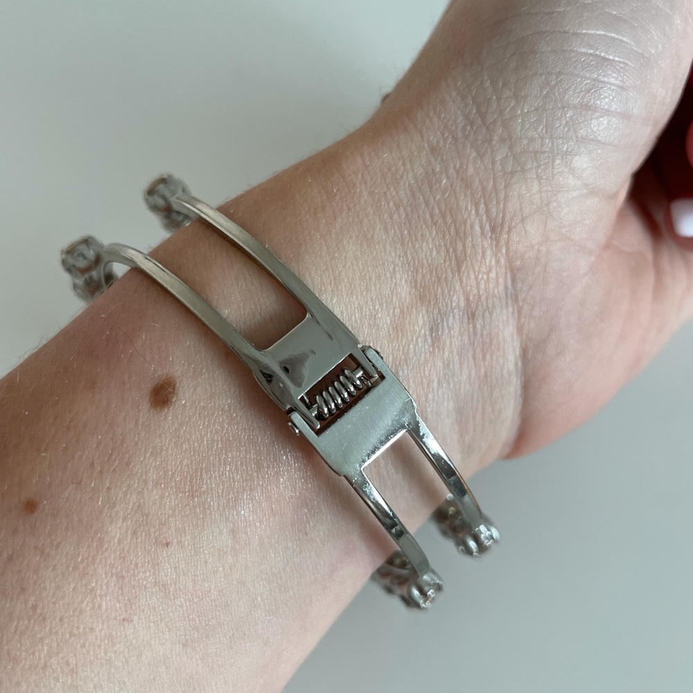 Flower Statement Rhinestone Bracelet - image 3